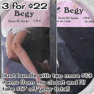 80s Deadstock black knee-high stockings
